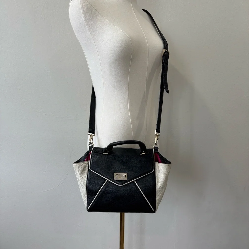 Kate Spade New York Black & White Leather Crossbody / Top Handle Bag - Picture 10 of 10